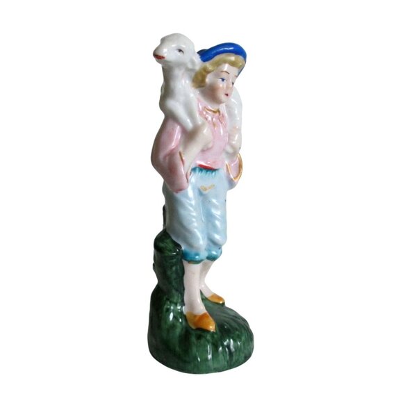 Vintage Nativity Shepherd Boy With Lamb Porcelain Figure Made In Japan - Picture 2 of 6